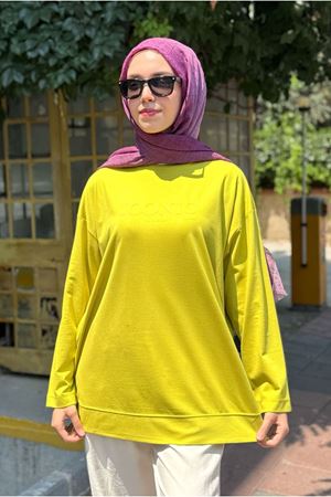 25Y7008 - OLİVE - TONATAON BASKILI BASİC TUNİK 