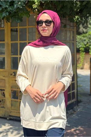 25Y7008 - BEJ - TONATAON BASKILI BASİC TUNİK 