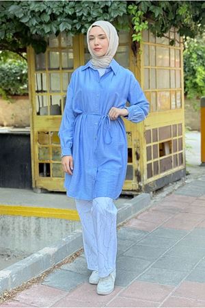 25Y7095 - AÇIK MAVİ - ÇİLEK UZUN TUNİK