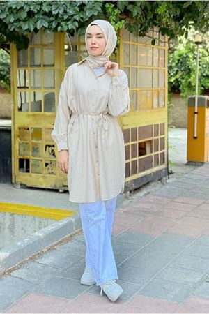 25Y7095 - BEJ - ÇİLEK UZUN TUNİK