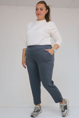 59012 Büyük Beden Paçasında Kuş Gözü Detaylı Modal Pantolon - Antrasit