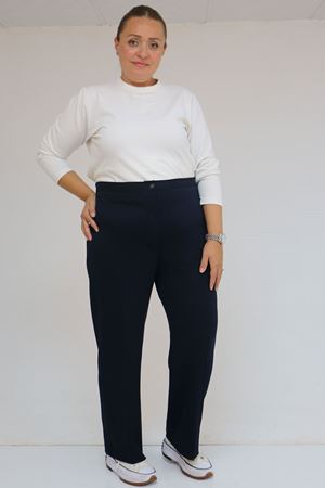 59030 Büyük Beden Düğmeli Fermuarlı Modal Pantolon - Lacivert