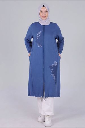 26K2538 - İNDİGO - Büyük Beden Tesettür Fermuarlı Üç İplik Kap