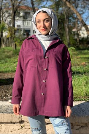 26K5070 - MÜRDÜM - BALIKSIRTI GABARDİN KOT CEKET