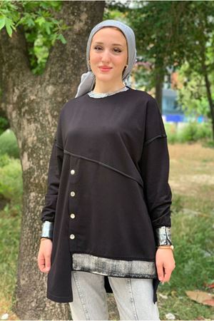 26K4359 - SİYAH - METALIK BASKI TUNİK