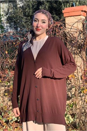 26K5318 - KAHVE - DÜĞMELİ MERSERİZE CEKET