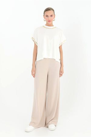 26K4630 - BEJ - MERSERİZE BOL PAÇA PANTOLON