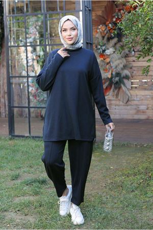 26K2289 - KOYU LACİVERT- BALIKÇI YAKA İKİLİ TAKIM