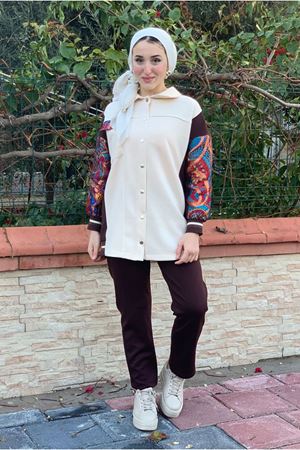 26K2239 - KAHVE - OTANTİK PARLAK İŞLEMELİ TAKIM