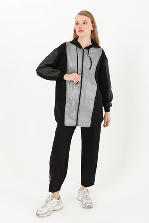 26K2226 - SİYAH - JAKARLI CEKET PANTOLON TAKIM