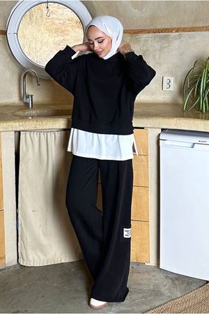 26K2214 - SİYAH - ARMALI SPOR İKİLİ TAKIM 