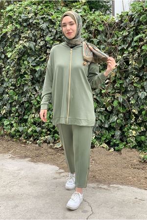 26K2241 - YEŞİL - CEKETİ ÇİÇEKLİ MODAL İKİLİ TAKIM 