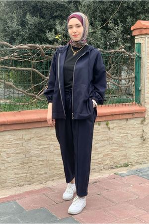 26K2264 - LACİVERT - CEKETİ FERMUARLI BASIC TAKIM