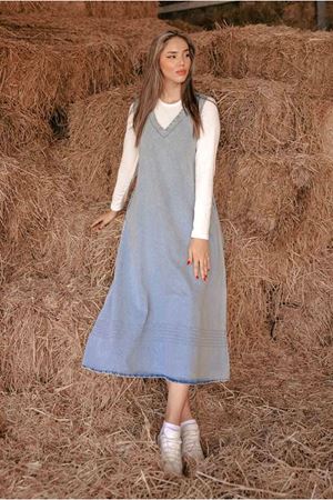 26K9216 - AÇIK  MAVİ - V YAKA DENİM JİLE