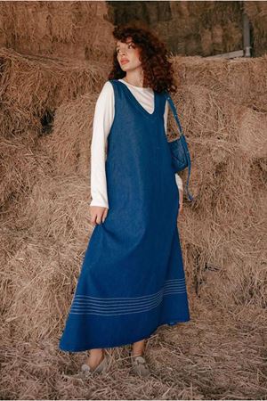 26K9216 - KOYU MAVİ - V YAKA DENİM JİLE