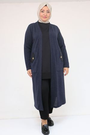 53035 Büyük Beden Cep Detaylı Mir Ceket - Lacivert