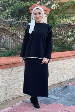 26K2231 - SİYAH - FİTİLLİ DİKİŞ DETAYLI TAKIM