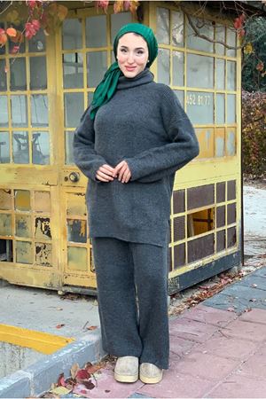26K2215 - ANTRASİT - KALIN ÖRME TRİKO TAKIM