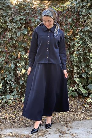 26K2254 - LACİVERT  - ETEK-CEKET SCUBA TAKIM 