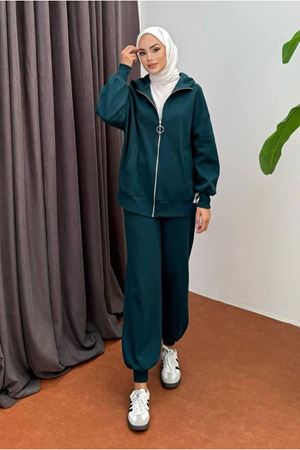 26K2272 - PETROL -  CEKETİ ARMALI ÜÇ İPLİK İKİLİ TAKIM 