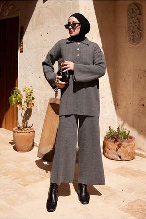 26K3268 - ANTRASİT - GÖMLEK YAKA TRİKO TAKIM 