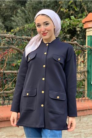 26K5347 - LACİVERT - GOLD DÜĞME SCUBA CEKET