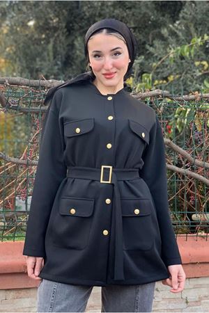 26K5347 - SİYAH - GOLD DÜĞME SCUBA CEKET
