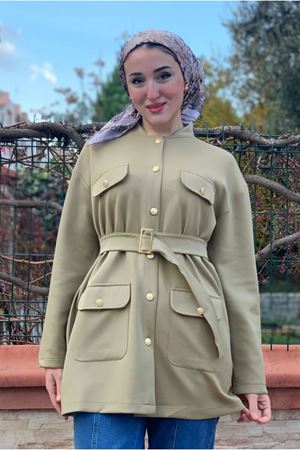 26K5347 - YEŞİL - GOLD DÜĞME SCUBA CEKET