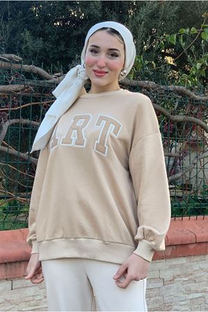 26K4443 - BEJ - ART ÜÇİPLİK SWEAT