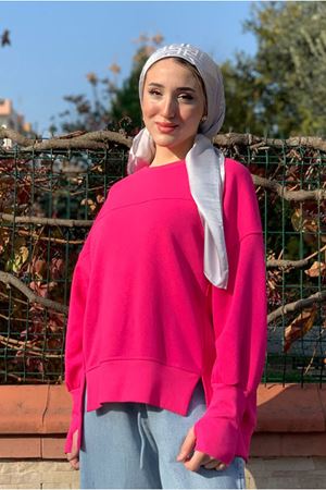 26K4438 - FUŞYA - ELİ GEÇMELİ ŞARDONLU SWEAT
