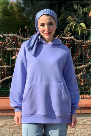 26K4433 - İNDİGO- KANGURU CEP ÜÇİPLİK SWEAT 