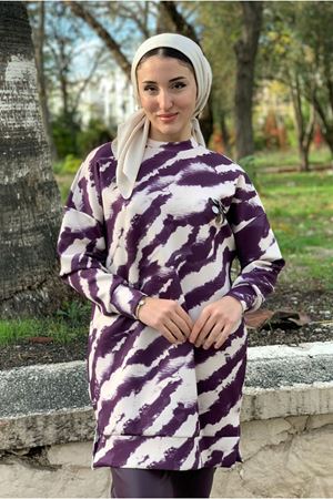 26K4164 - MOR - PULLU SCUBA TUNİK 