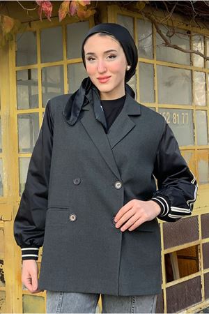 26K5321 - ANTRASİT-  SIRT BASKI BLAZER CEKET