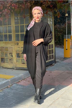 26K5240 - SİYAH - OVERSIZE YARASAKOL HIRKA