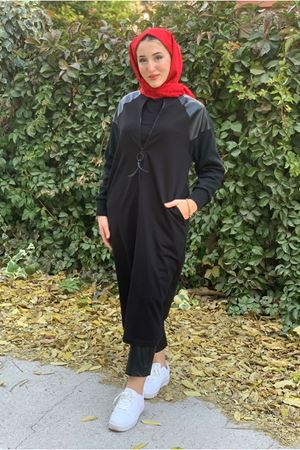 26K5279 - SİYAH - DERİ DETAYLI İKİİPLİK KAP