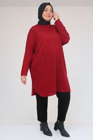 58156 Büyük Beden Basic Mir Tunik - Bordo