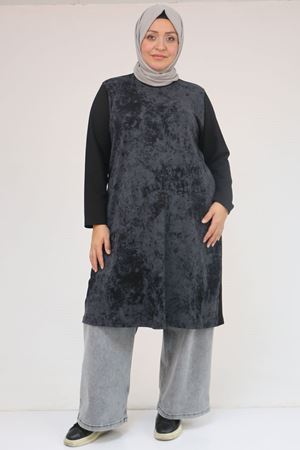 58161 Büyük Beden Basic Modal Tunik - Siyah