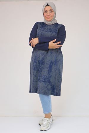 58161 Büyük Beden Basic Modal Tunik - İndigo