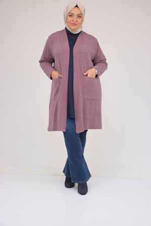 53034 Büyük Beden Cep Detaylı Mir Ceket - Gül Kurusu