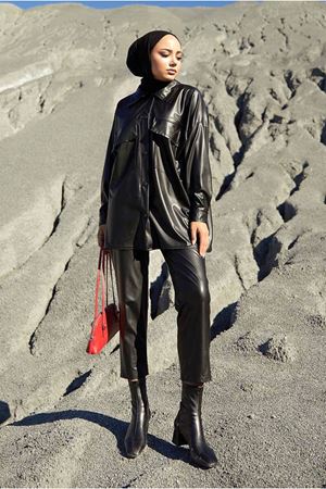 26K3052 - SİYAH - KEMERLİ DERİ TAKIM 