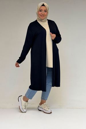 43008 Büyük Beden Penye Ceket - Lacivert