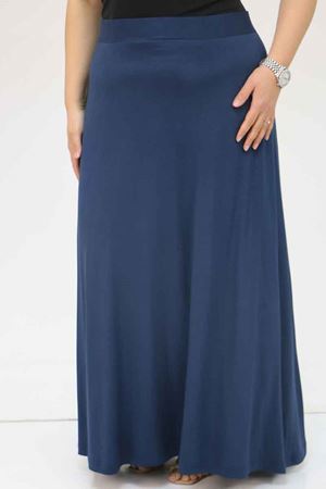 45005 Büyük Beden Penye Basic Etek - Lacivert