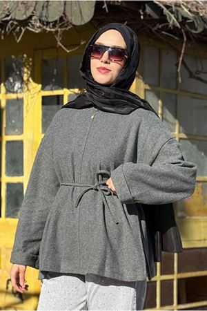 26K7048 - ANTRASİT - BAĞLAMA İPLİ TUNİK