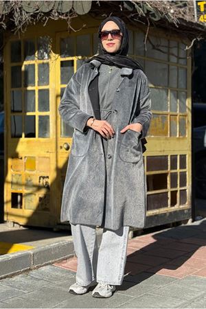 26K7214 - ANTRASİT - KAŞMİR İNCE KABAN