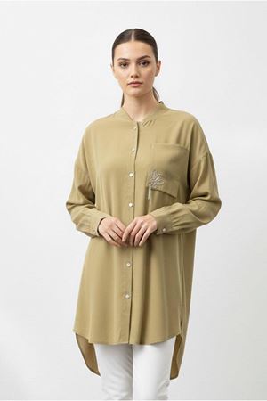 26Y7070 - HAKİ - TAŞLI ŞIK GÖMLEK