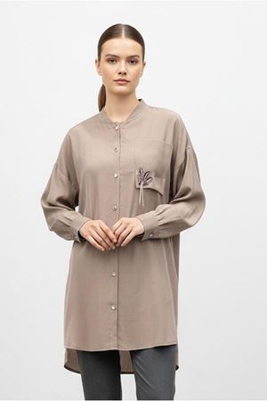 26Y7070 - VİZON - TAŞLI ŞIK GÖMLEK  