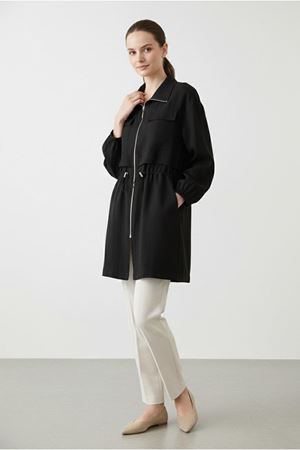 26Y7072 - SİYAH - BÜZGÜLÜ CEKET 