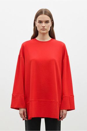 26Y7078 - KIRMIZI - BASİC YIRTMAÇLI TUNİK