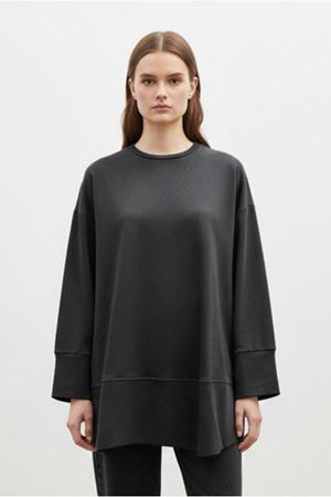 26Y7078 - SİYAH - BASİC YIRTMAÇLI TUNİK 