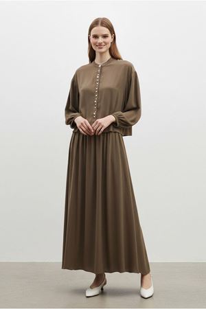 26Y7586 - KAHVE - DENİZ KABUĞU ETEKLİ TAKIM 